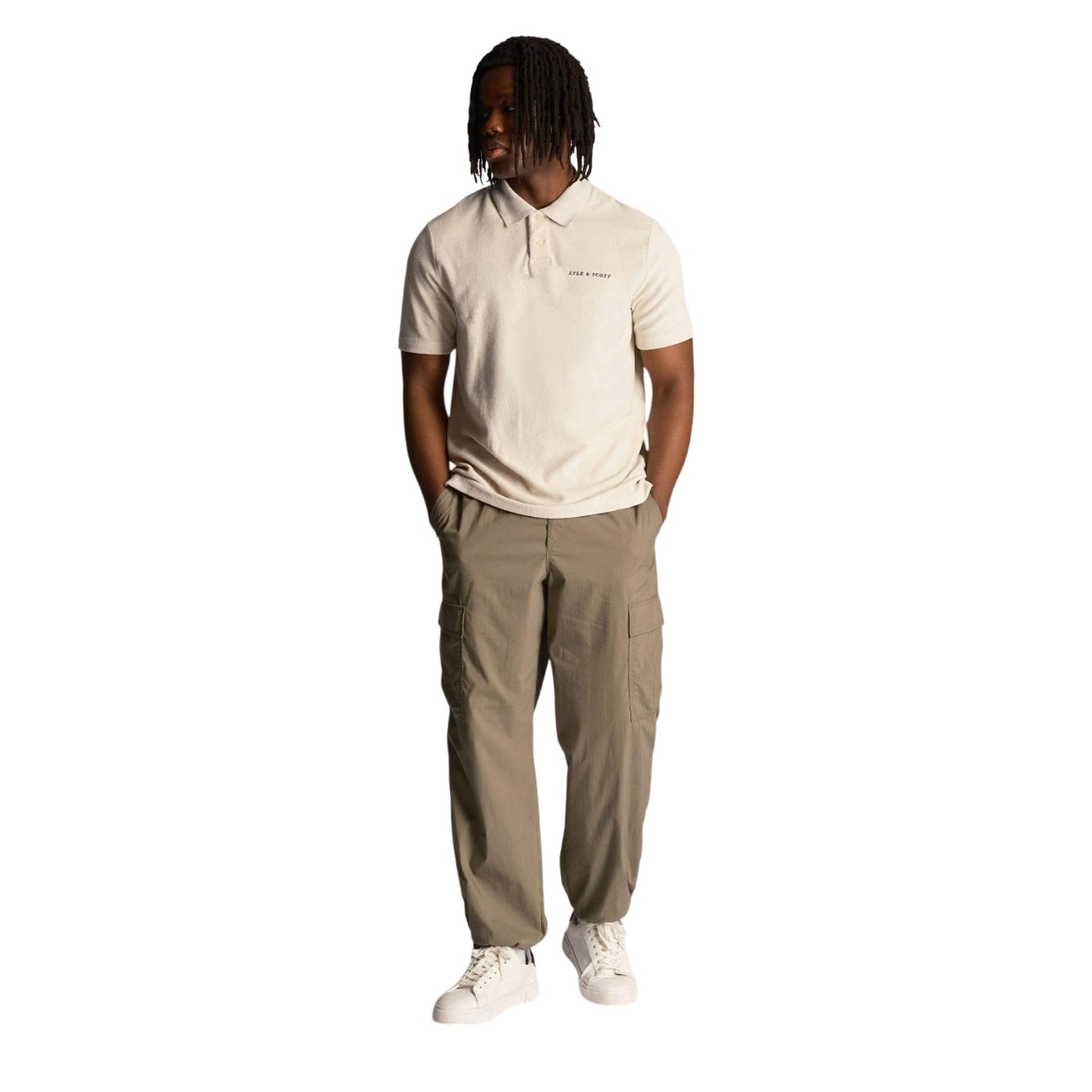 Cream - Pack Shot - Lyle & Scott Mens Towelling Polo Shirt