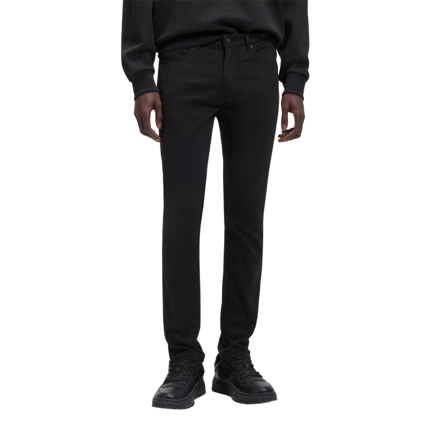 Black - Side - Hugo Boss Mens 734 Slim Jeans