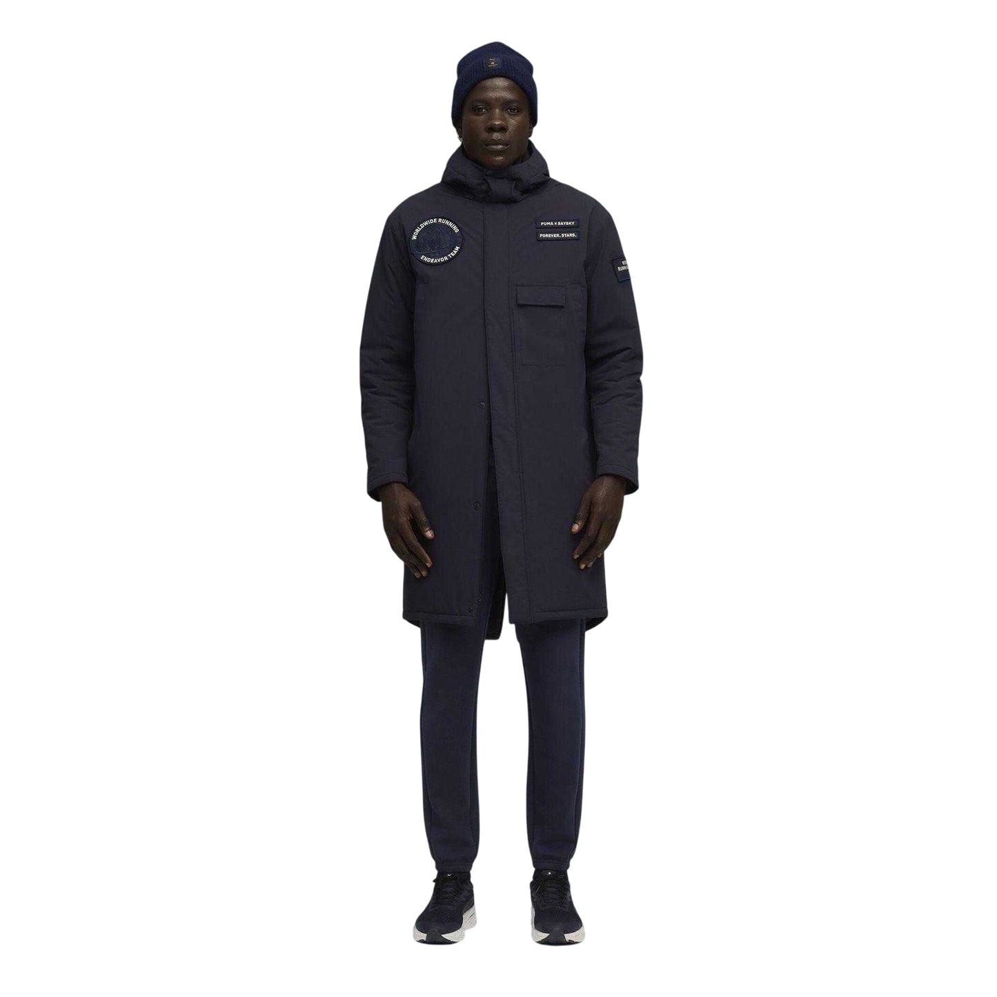 New French Navy - Side - Puma Mens Saysky Team Longline Hooded Jacket