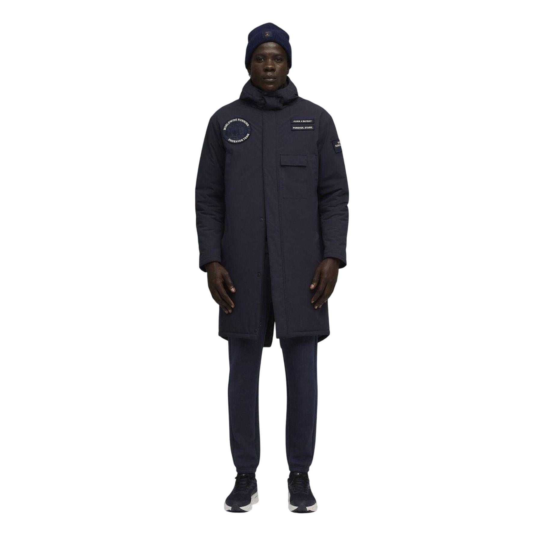 New French Navy - Side - Puma Mens Saysky Team Longline Hooded Jacket