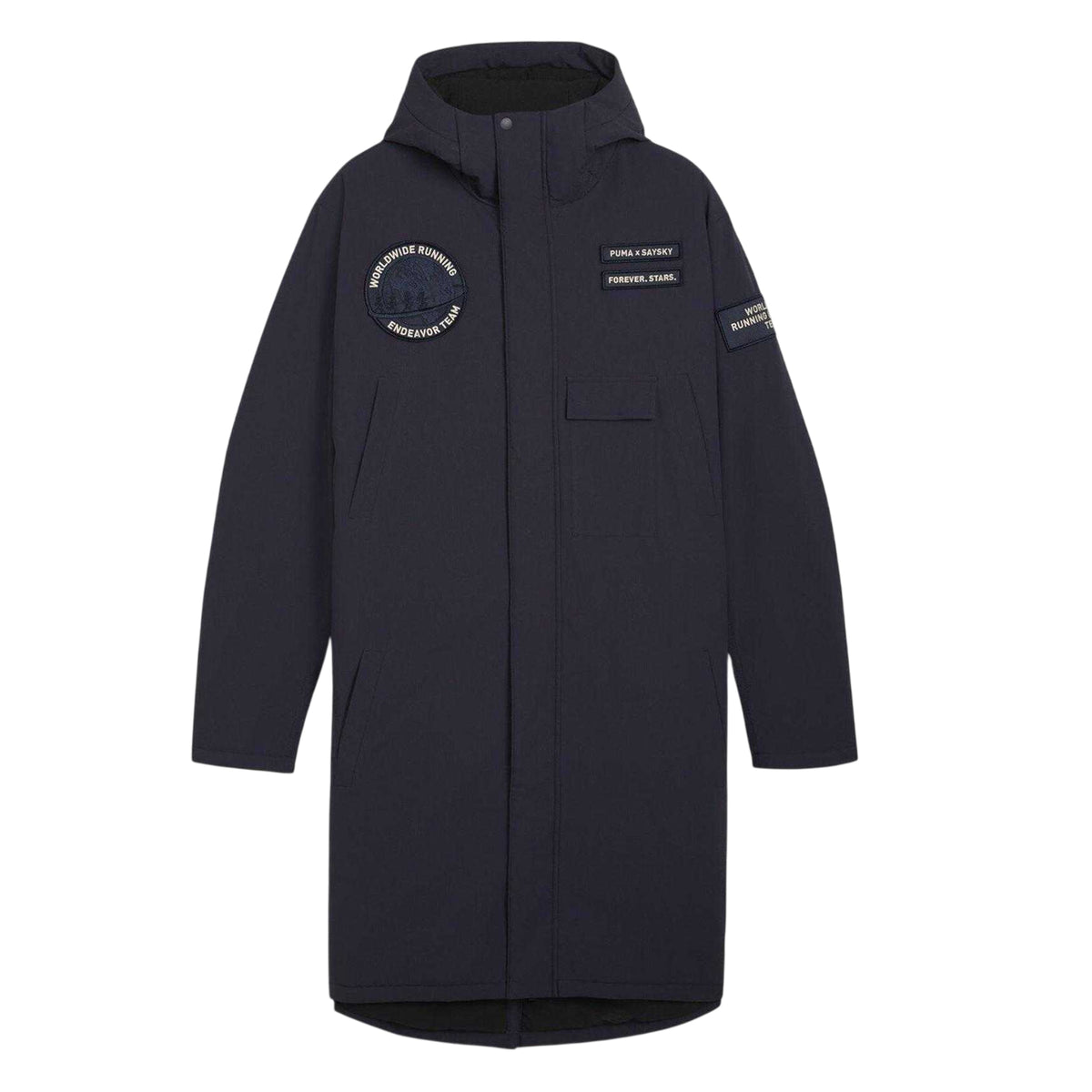 New French Navy - Front - Puma Mens Saysky Team Longline Hooded Jacket