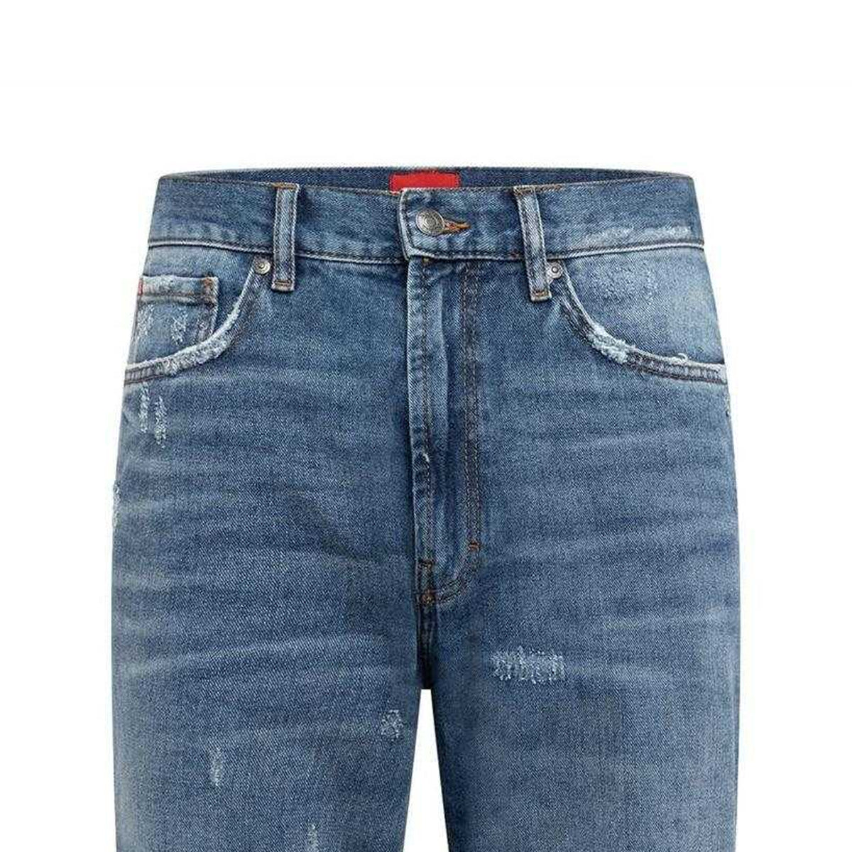 Medium Blue - Side - Hugo Mens 838 Distressed Jeans