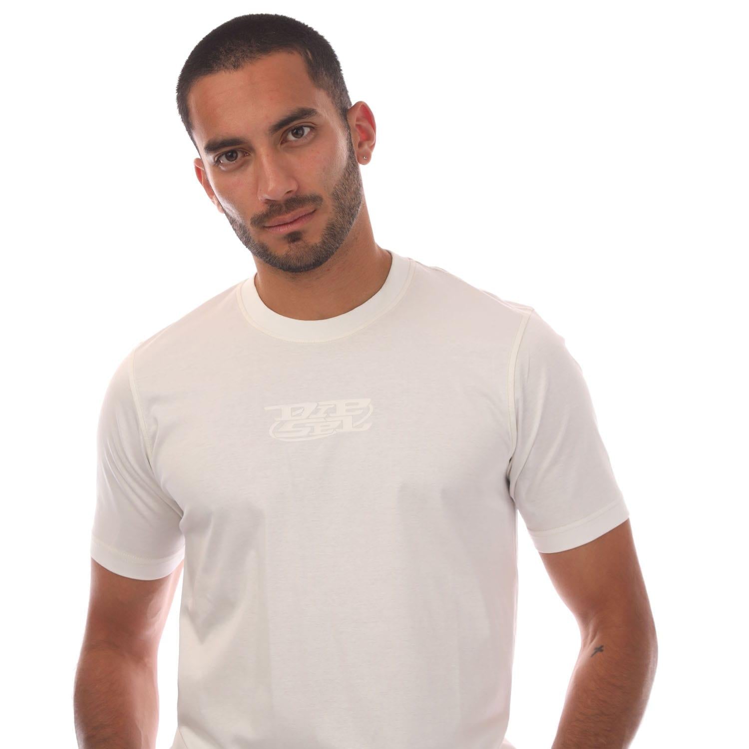 White - Side - Diesel Mens T-Must-Slits-N Back Print T-Shirt