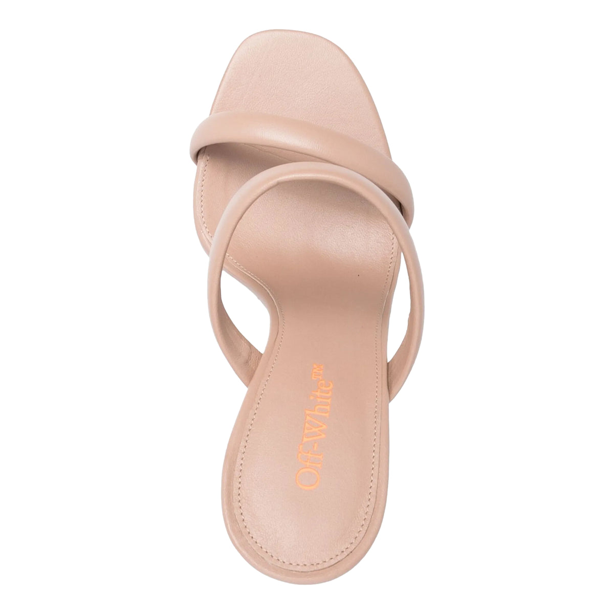 Beige-Orange - Lifestyle - Off White Womens-Ladies Leather High Block Heel Mules