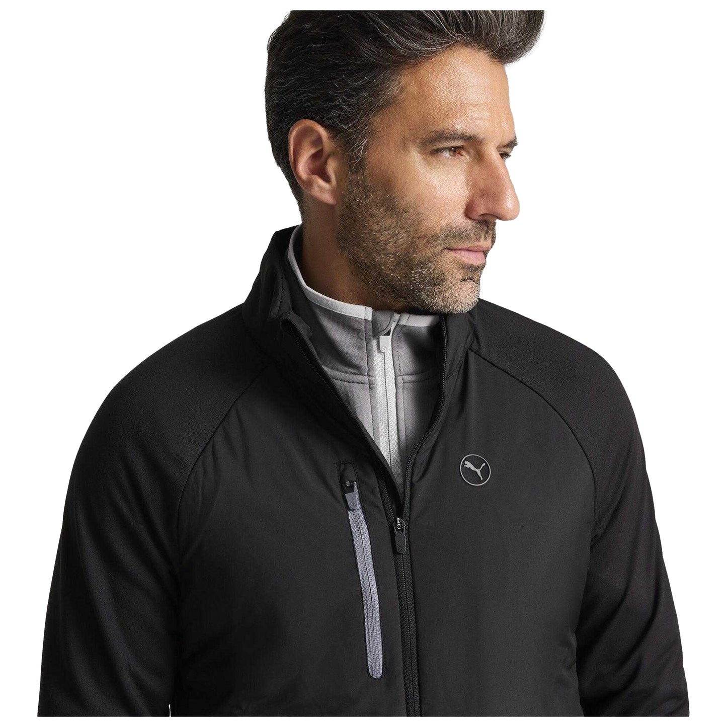 Black - Side - Puma Mens Hielands Lightweight Golf Jacket