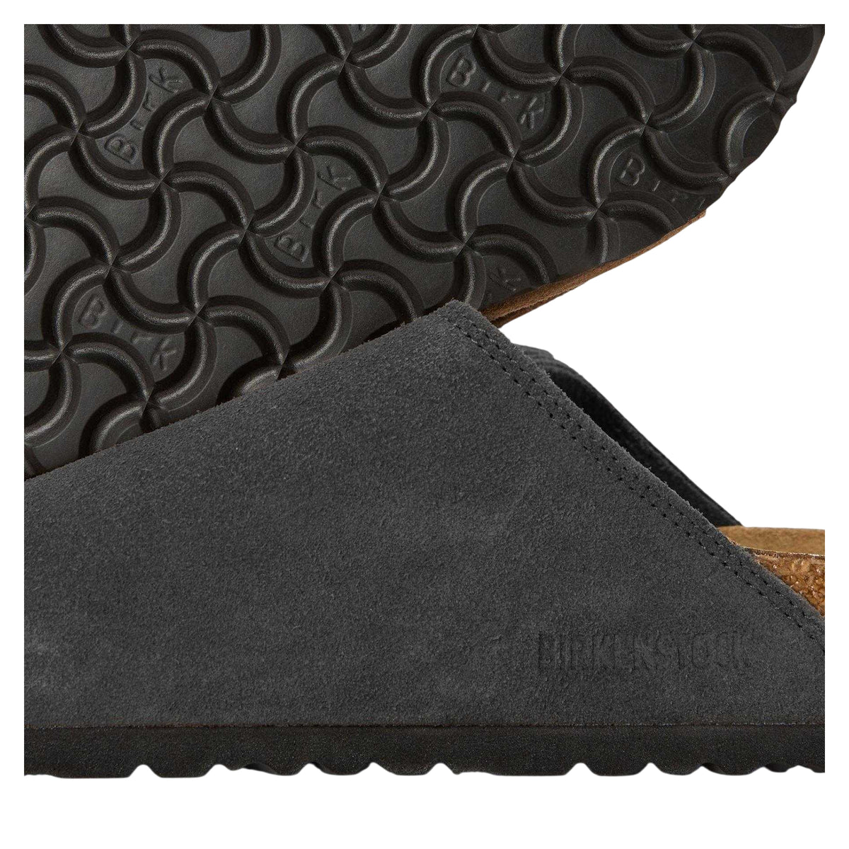 Charcoal - Side - Birkenstock Mens Minimalist Suede Sandals