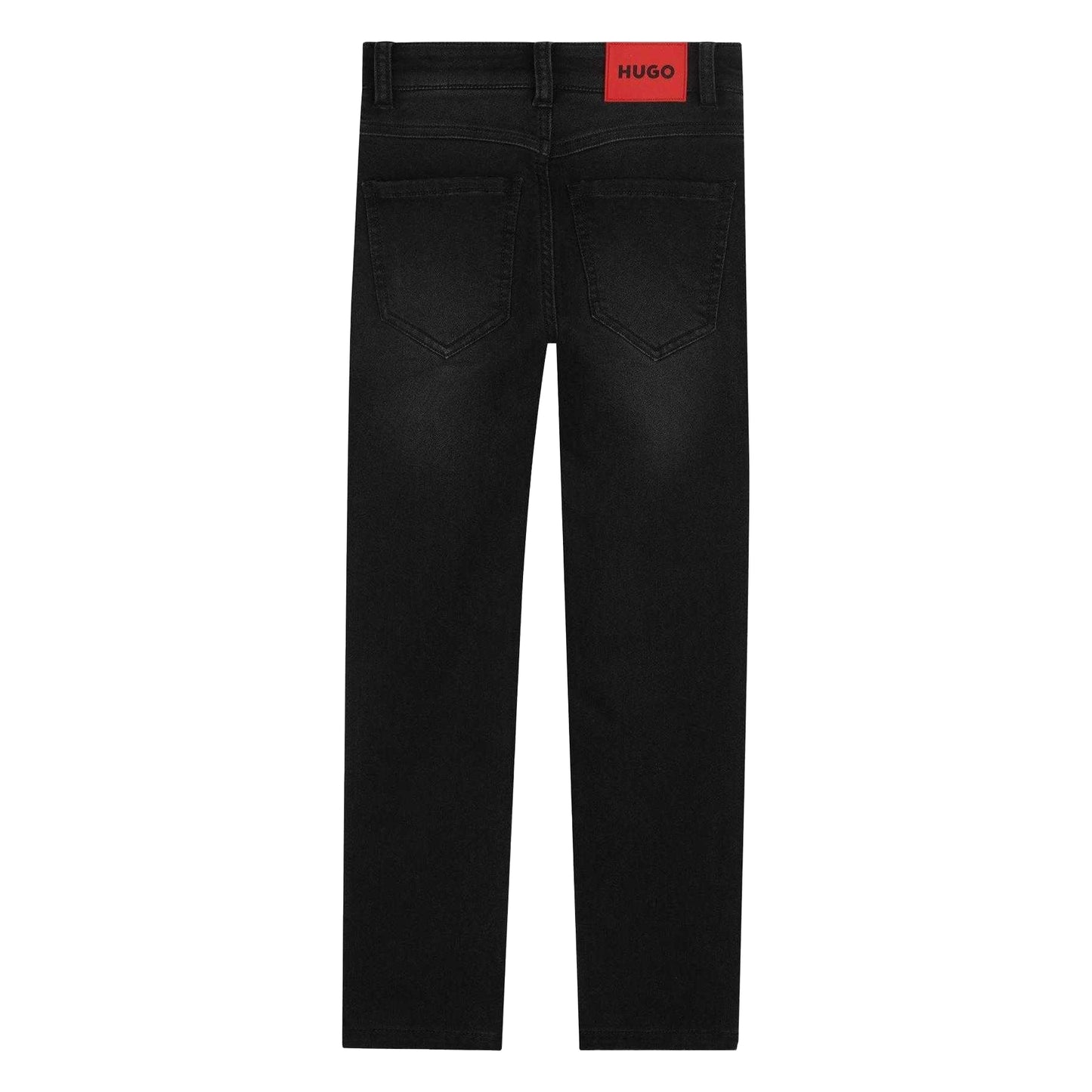 Black Denim - Back - Hugo Childrens-Kids Denim Tapered Leg Slim Jeans