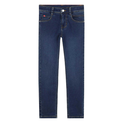 Stone - Front - Hugo Childrens-Kids Denim Tapered Leg Slim Jeans