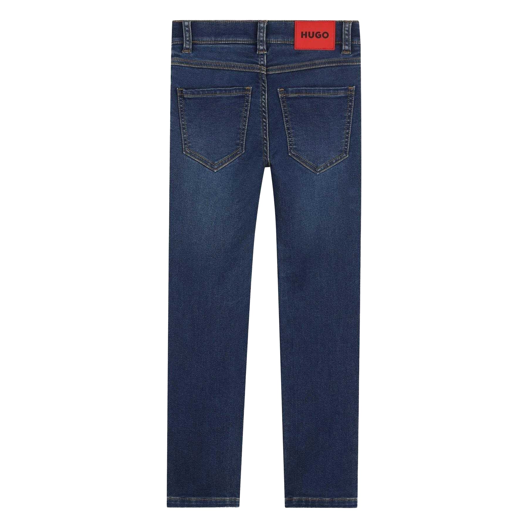 Stone - Back - Hugo Childrens-Kids Denim Tapered Leg Slim Jeans