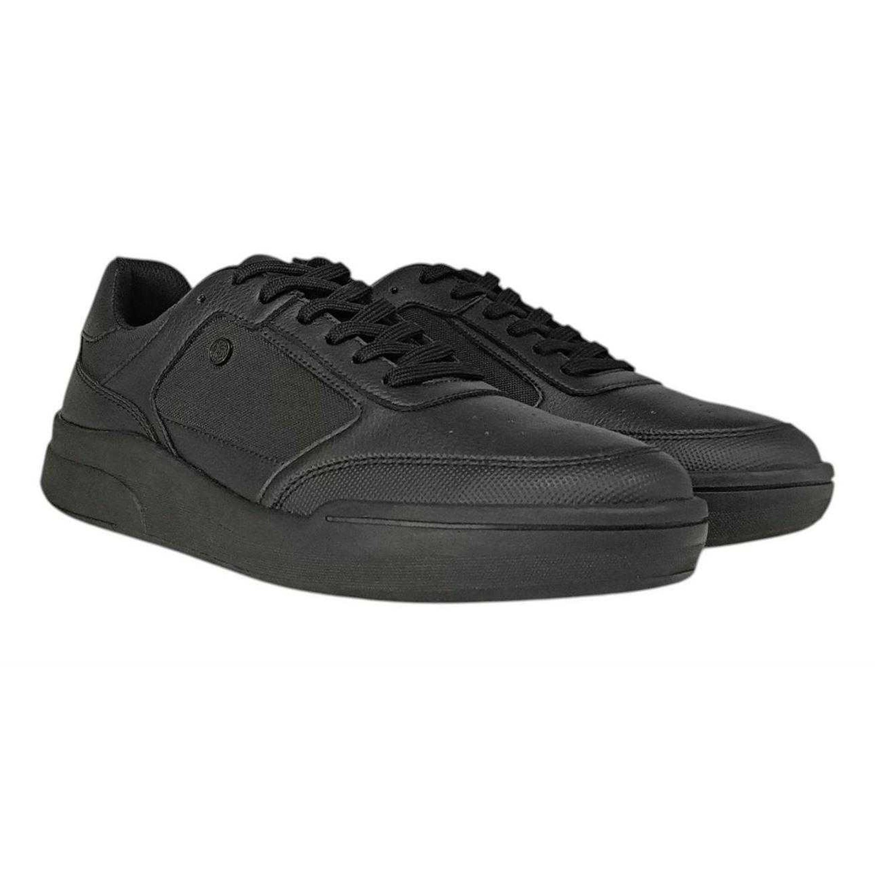 Black - Pack Shot - Pretty Green Mens Welwyn Moc Toe Trainers