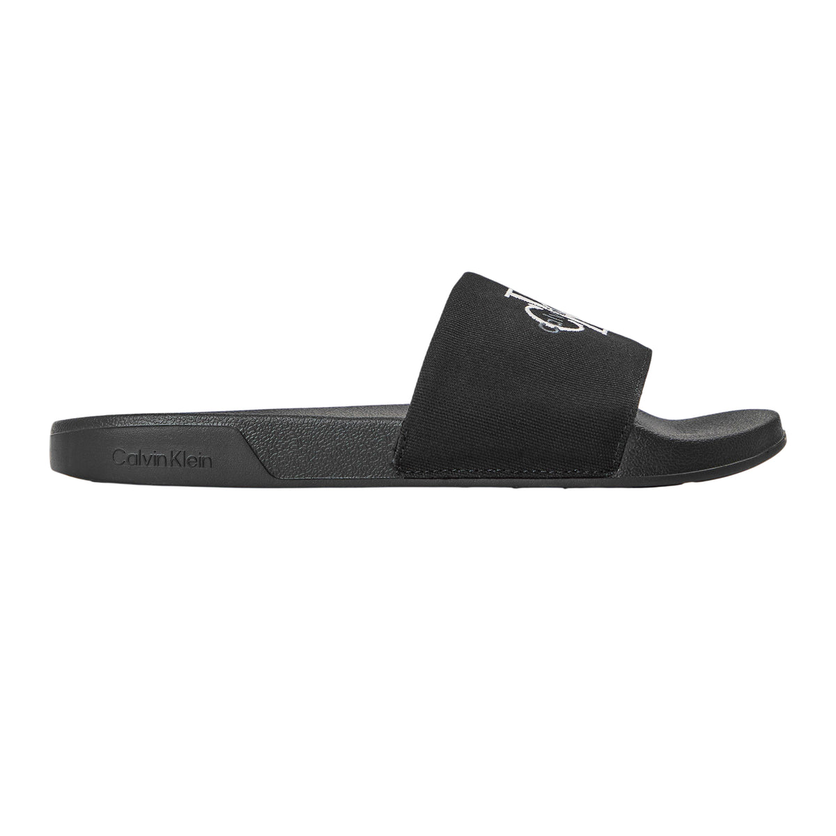 Triple Black - Front - Calvin Klein Womens-Ladies Embroidered Logo Sliders