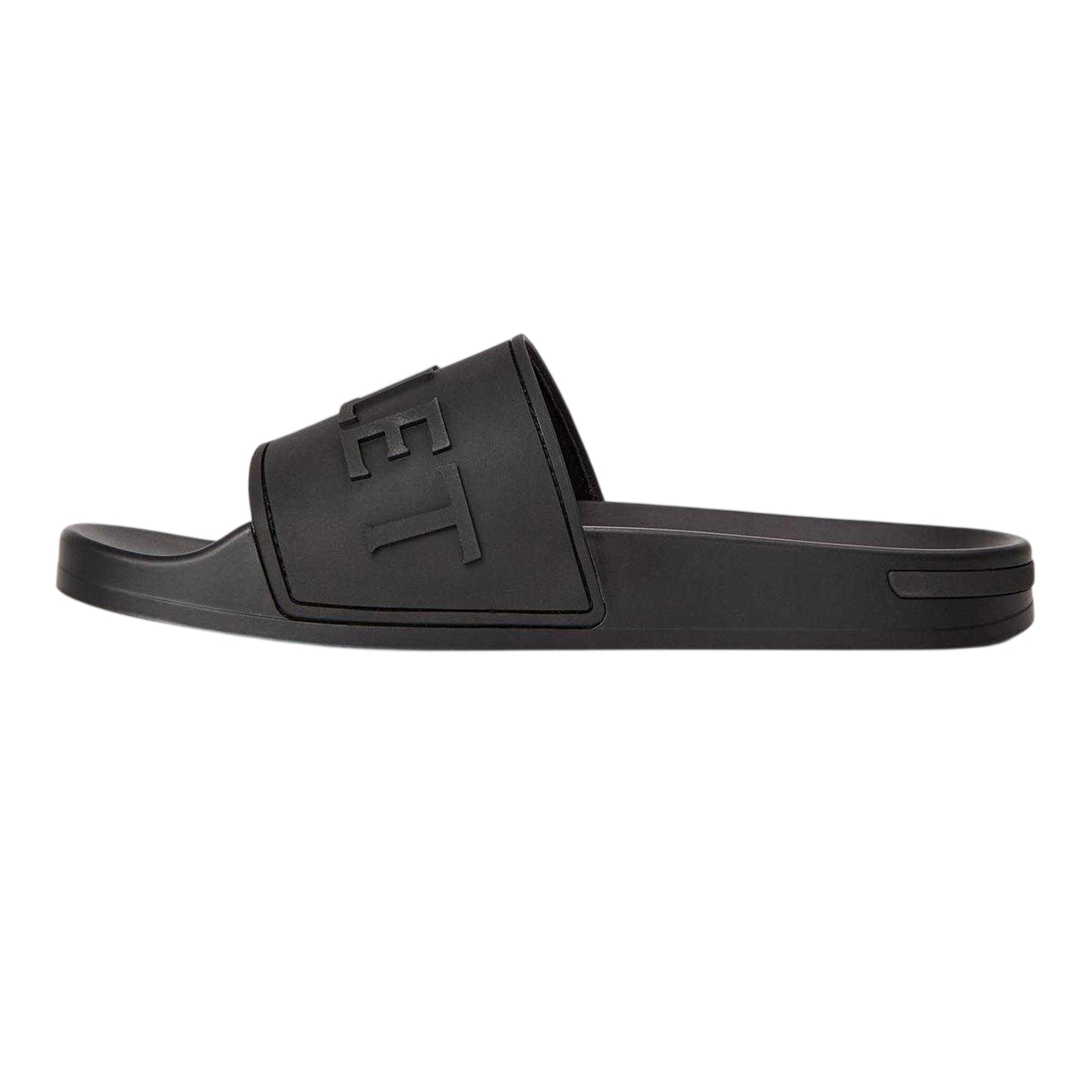 Triple Black - Back - Mallet Mens Embossed Cushioned Sliders