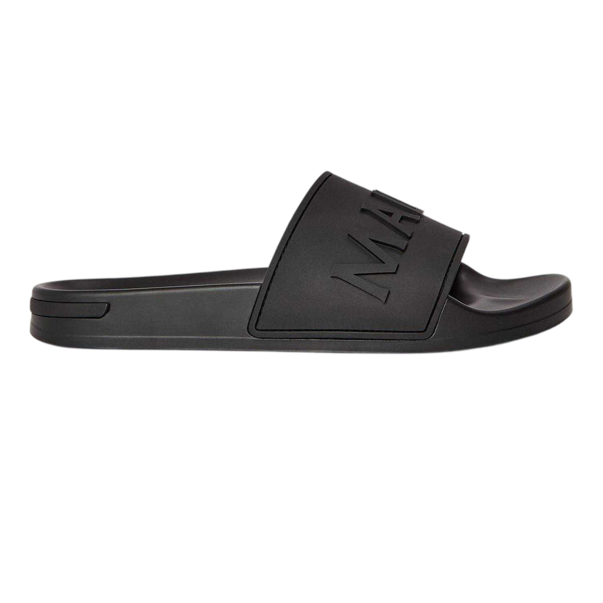 Triple Black - Front - Mallet Mens Embossed Cushioned Sliders
