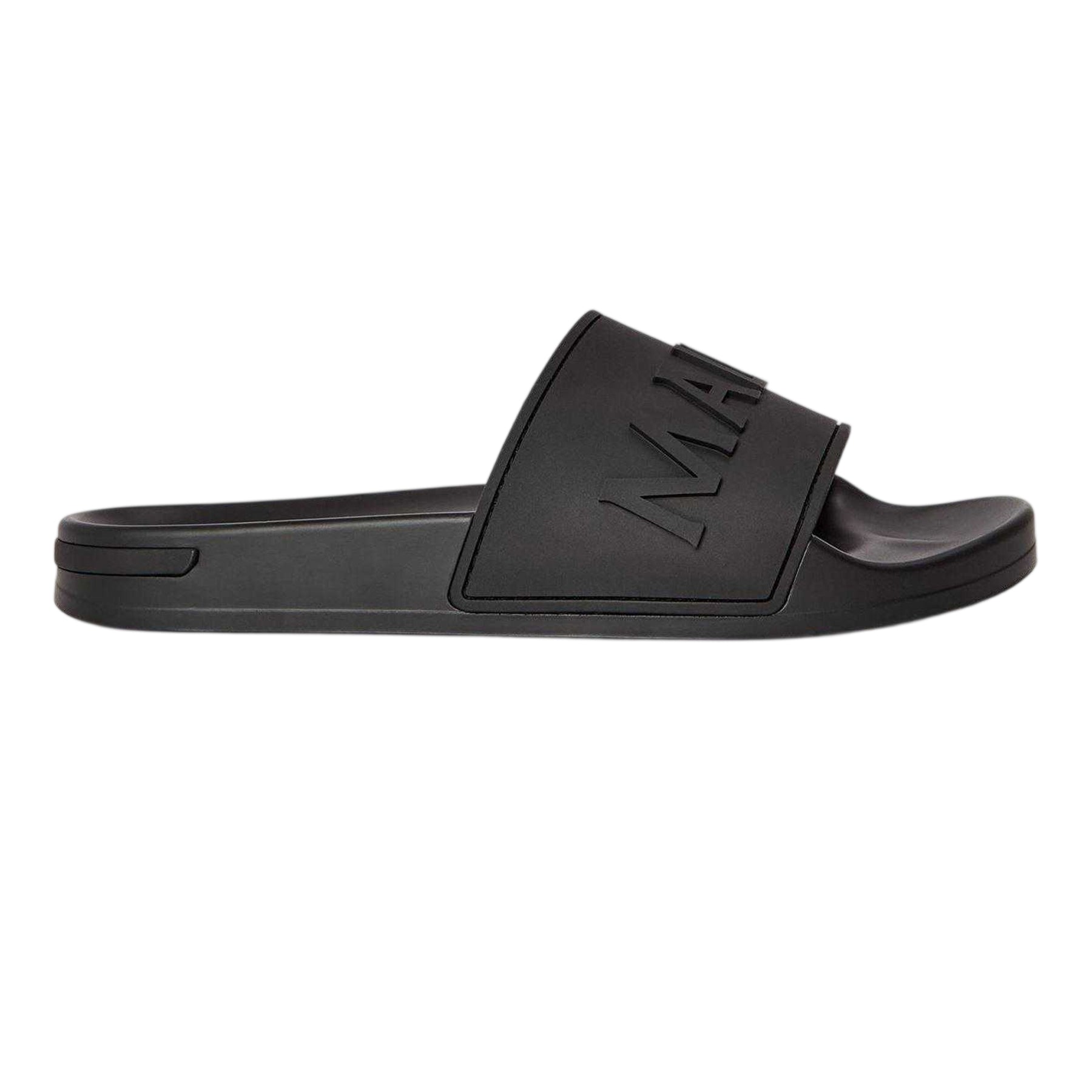 Triple Black - Front - Mallet Mens Embossed Cushioned Sliders