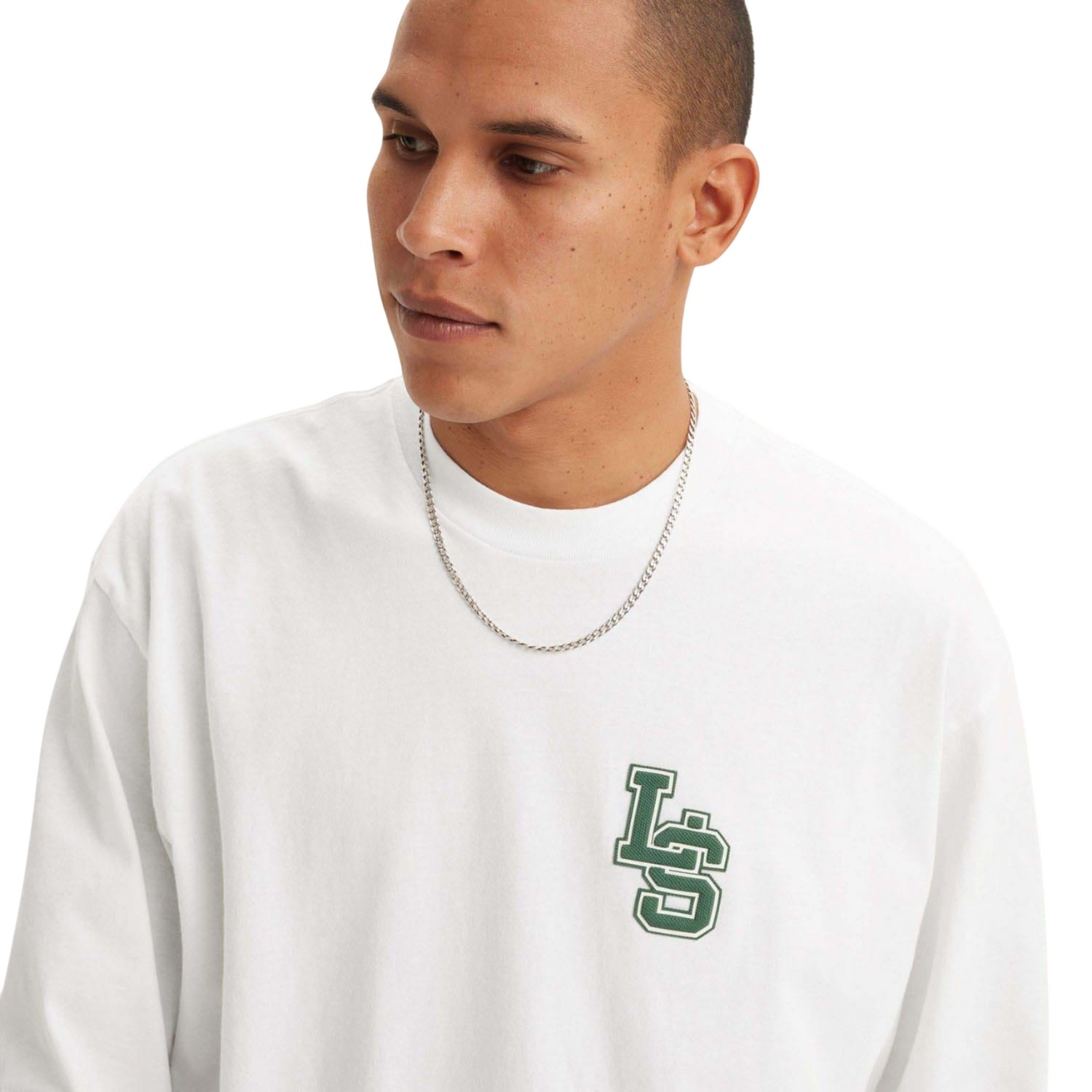 White - Lifestyle - Levis Mens Classic Relaxed Fit Long-Sleeved T-Shirt