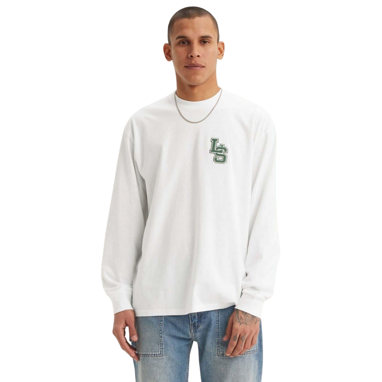 White - Pack Shot - Levis Mens Classic Relaxed Fit Long-Sleeved T-Shirt