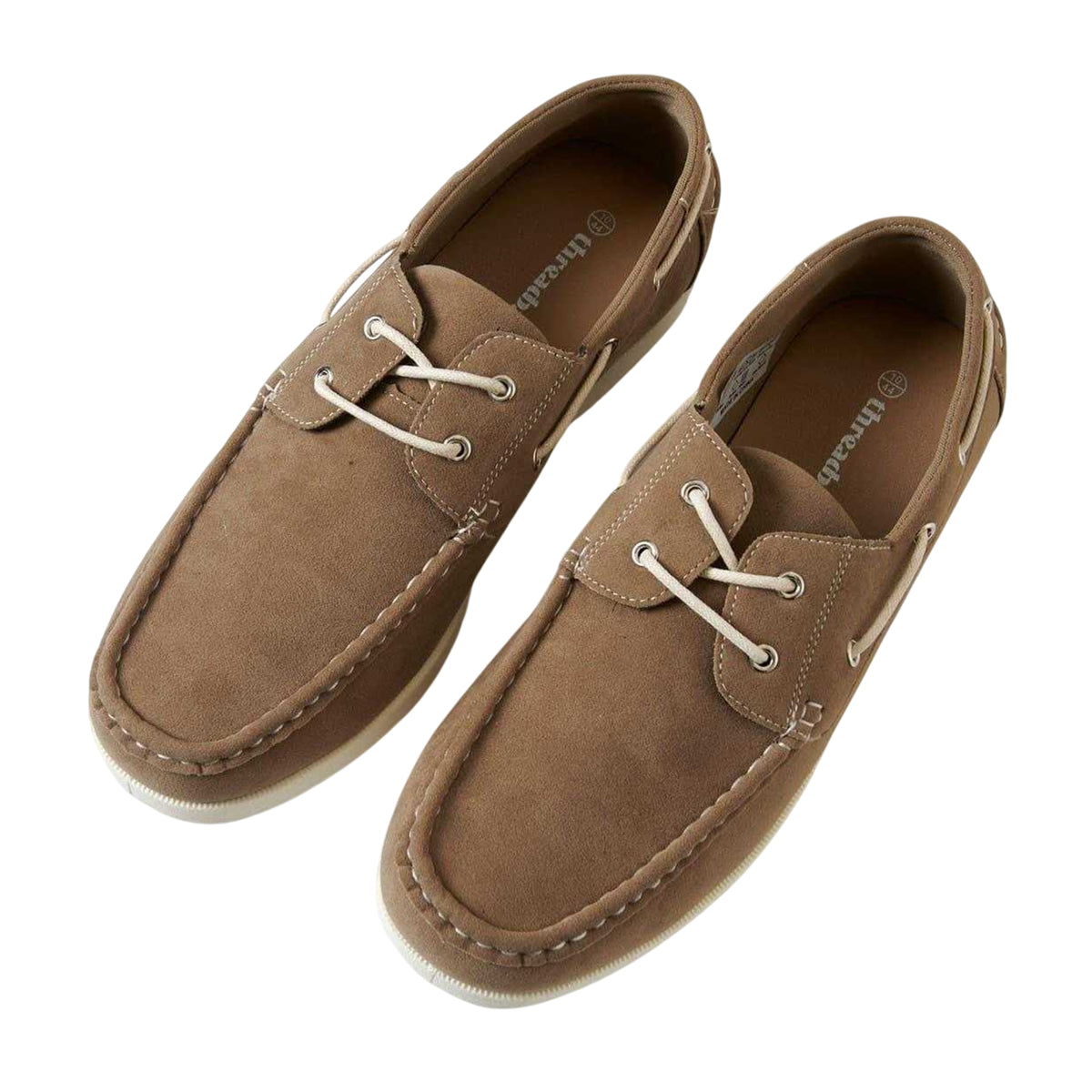 Stone - Back - Threadbare Mens Amis Suede Moc Toe Boat Shoes