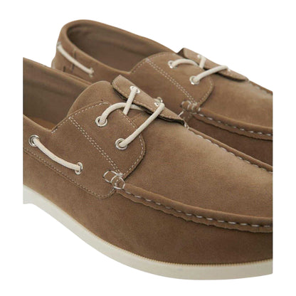 Stone - Side - Threadbare Mens Amis Suede Moc Toe Boat Shoes