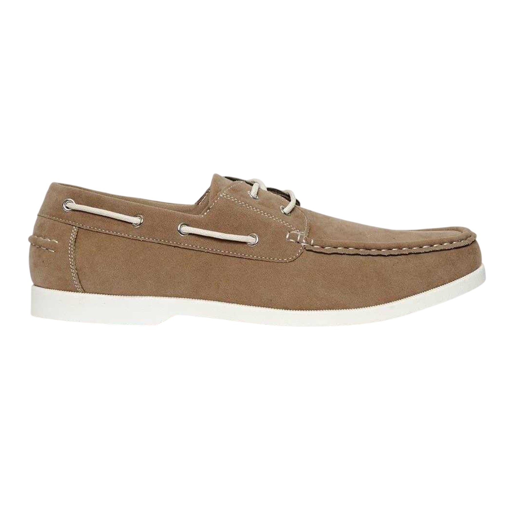 Stone - Front - Threadbare Mens Amis Suede Moc Toe Boat Shoes