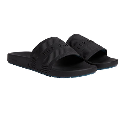 Black - Back - Ted Baker Mens Moulded Footbed Flat Sliders