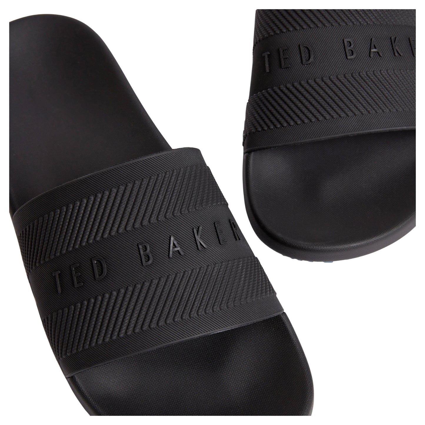 Black - Side - Ted Baker Mens Moulded Footbed Flat Sliders
