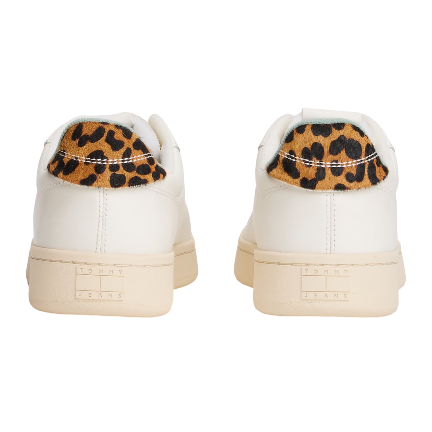 Ivory - Back - Tommy Jeans Womens-Ladies Archive 98 Leopard Print Nappa Leather Trainers