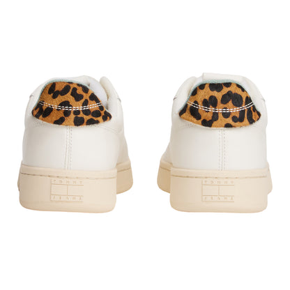 Ivory - Back - Tommy Jeans Womens-Ladies Archive 98 Leopard Print Nappa Leather Trainers