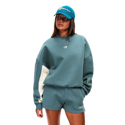 Green - Side - Red Run Womens-Ladies Skyline Relaxed Fit Crop Sweatshirt