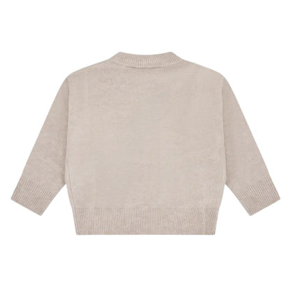 Beige - Back - Couture Club Childrens-Kids Monogram Fluffy Sweatshirt