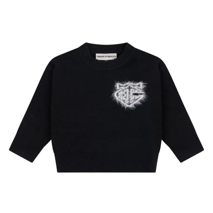 Black - Front - Couture Club Childrens-Kids Monogram Fluffy Sweatshirt