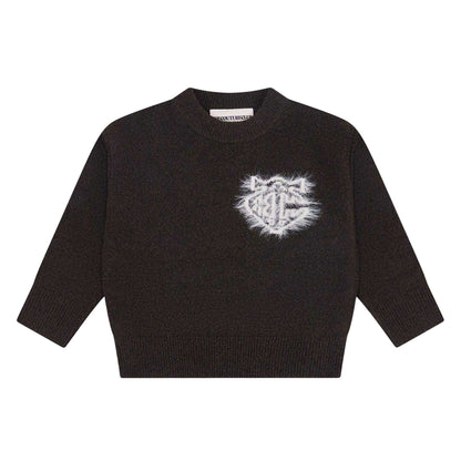 Brown - Front - Couture Club Childrens-Kids Monogram Fluffy Sweatshirt