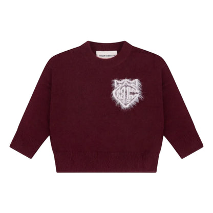 Burgundy - Front - Couture Club Childrens-Kids Monogram Fluffy Sweatshirt
