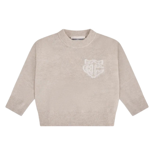 Beige - Front - Couture Club Childrens-Kids Monogram Fluffy Sweatshirt
