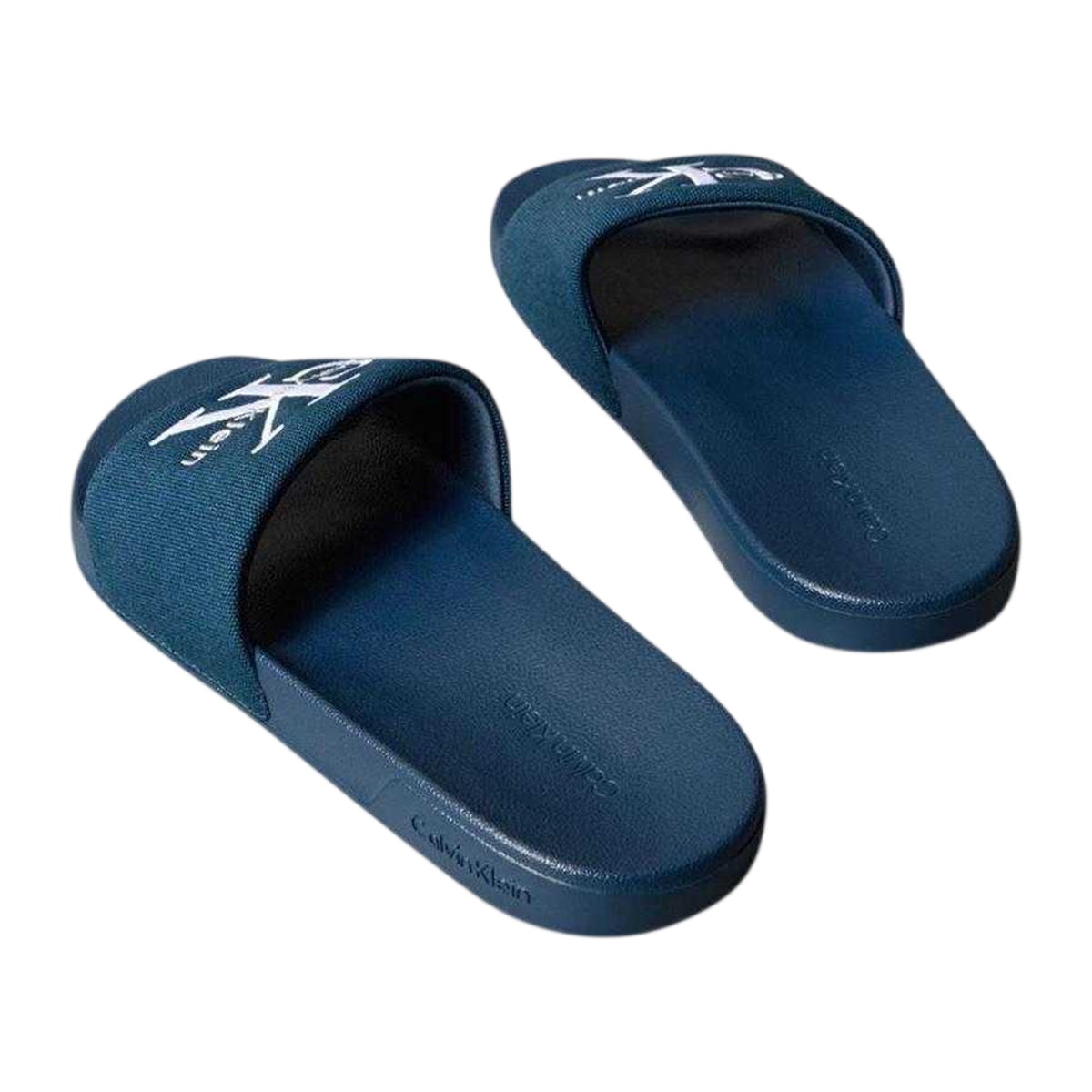 Navy - Back - Calvin Klein Mens Logo Slip-on Flat Sliders