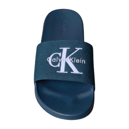 Navy - Side - Calvin Klein Mens Logo Slip-on Flat Sliders