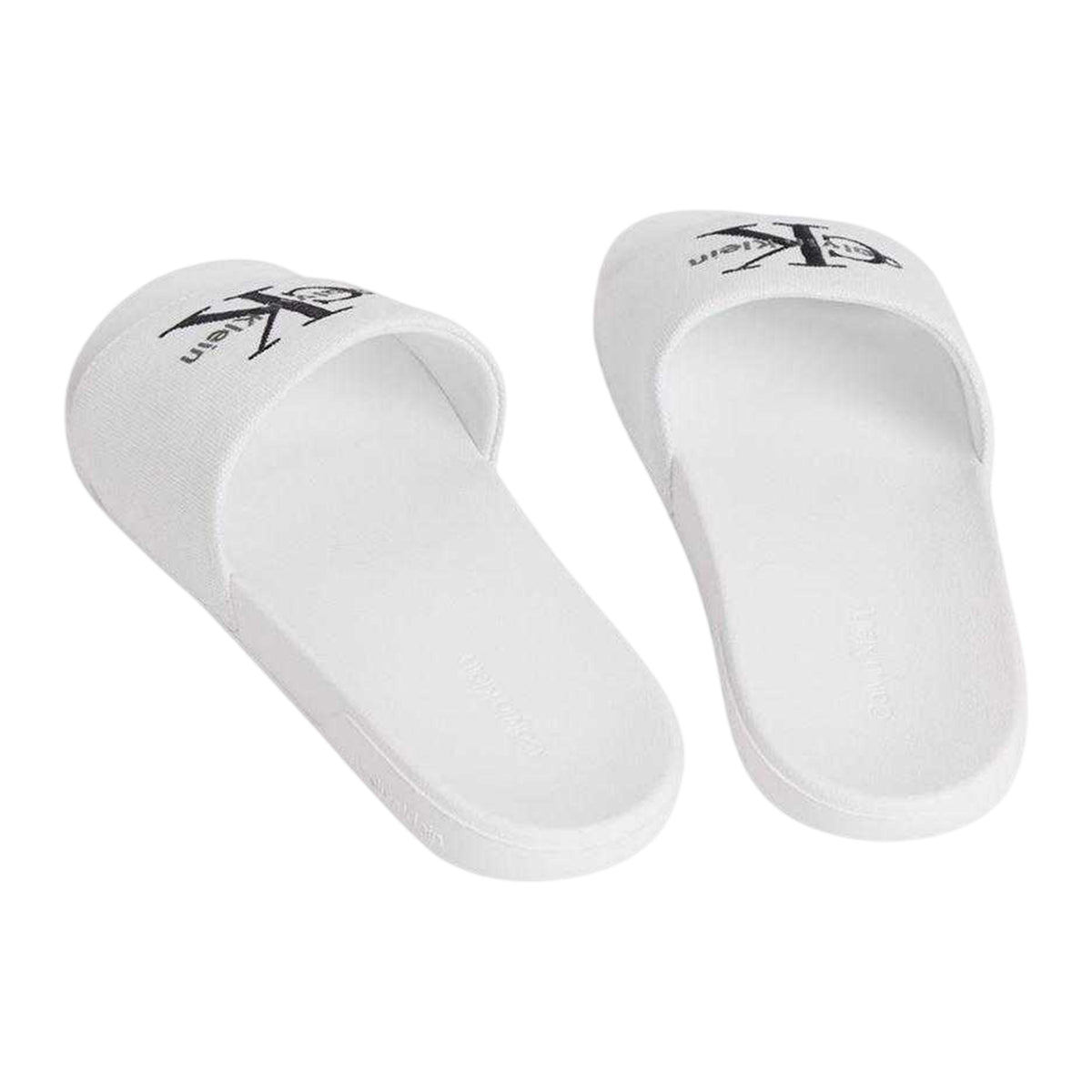 Bright White-Black - Back - Calvin Klein Womens-Ladies Flat Sliders