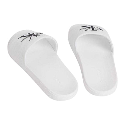 Bright White-Black - Back - Calvin Klein Womens-Ladies Flat Sliders