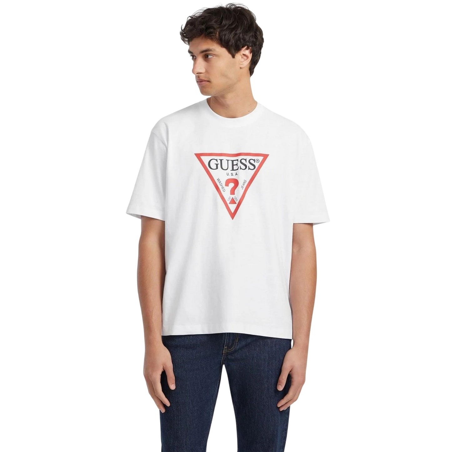 Pure White - Back - Guess Mens Jeans Iconic T-Shirt