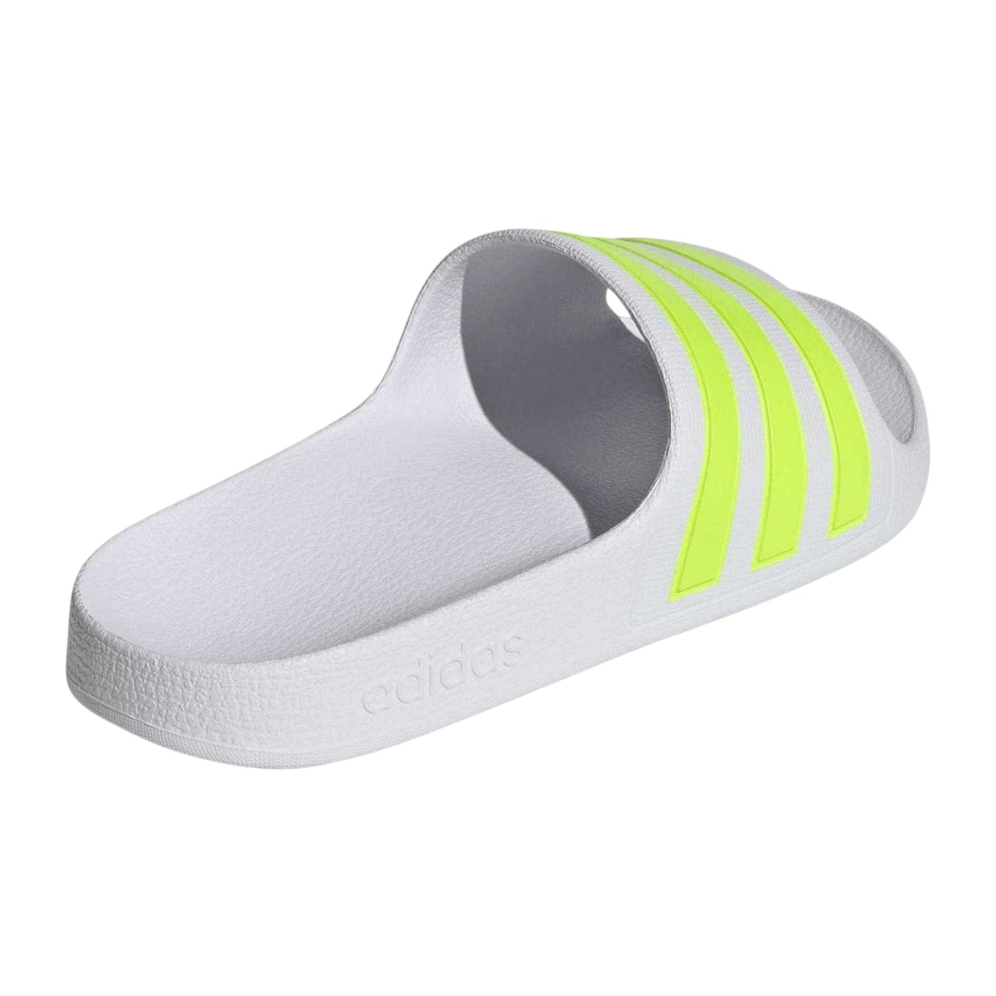 White - Back - Adidas Childrens-Kids Adilette Aqua 3 Stripes Flat Sliders