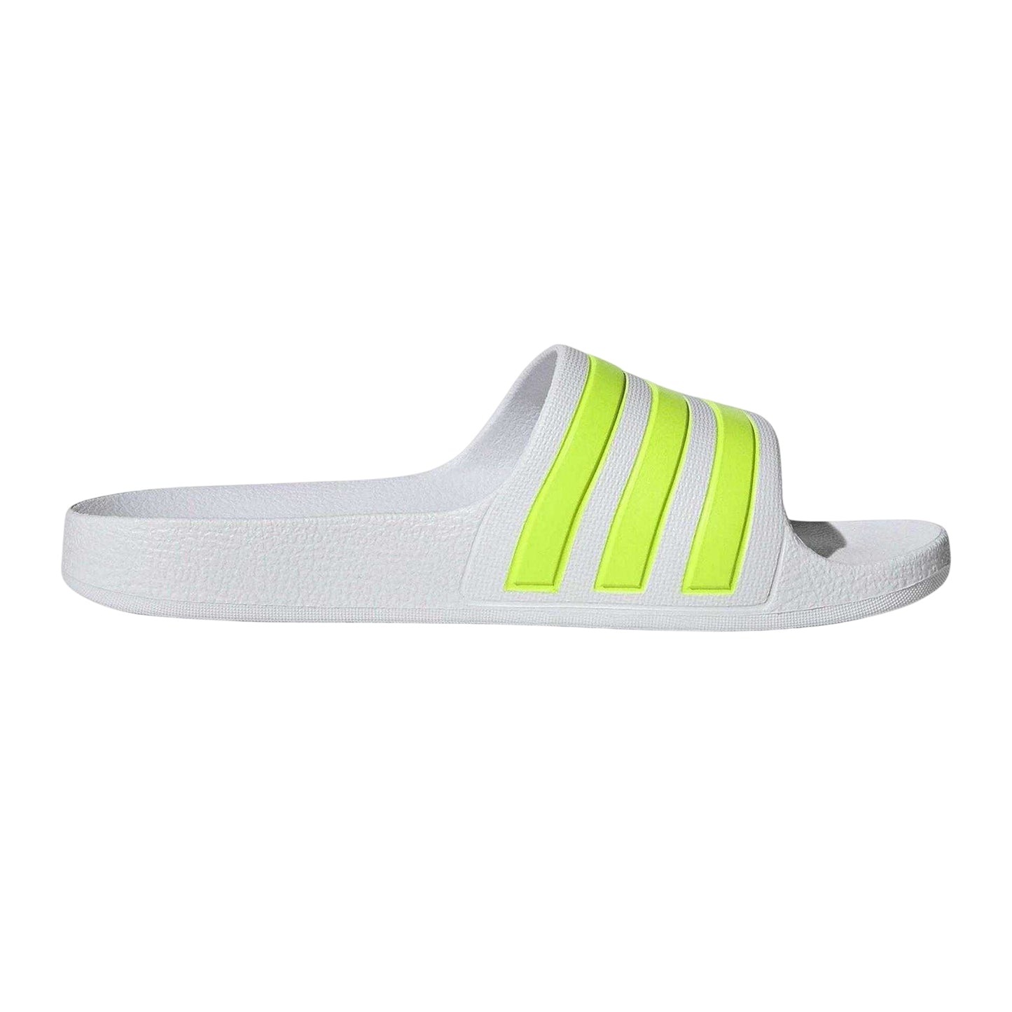 White - Front - Adidas Childrens-Kids Adilette Aqua 3 Stripes Flat Sliders