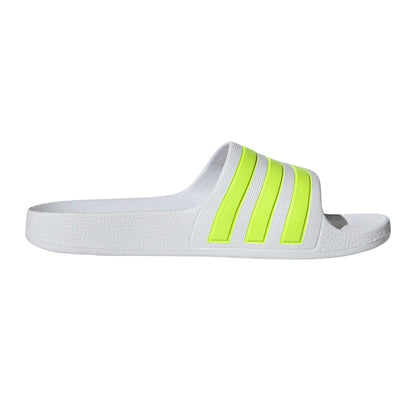 White - Front - Adidas Childrens-Kids Adilette Aqua 3 Stripes Flat Sliders