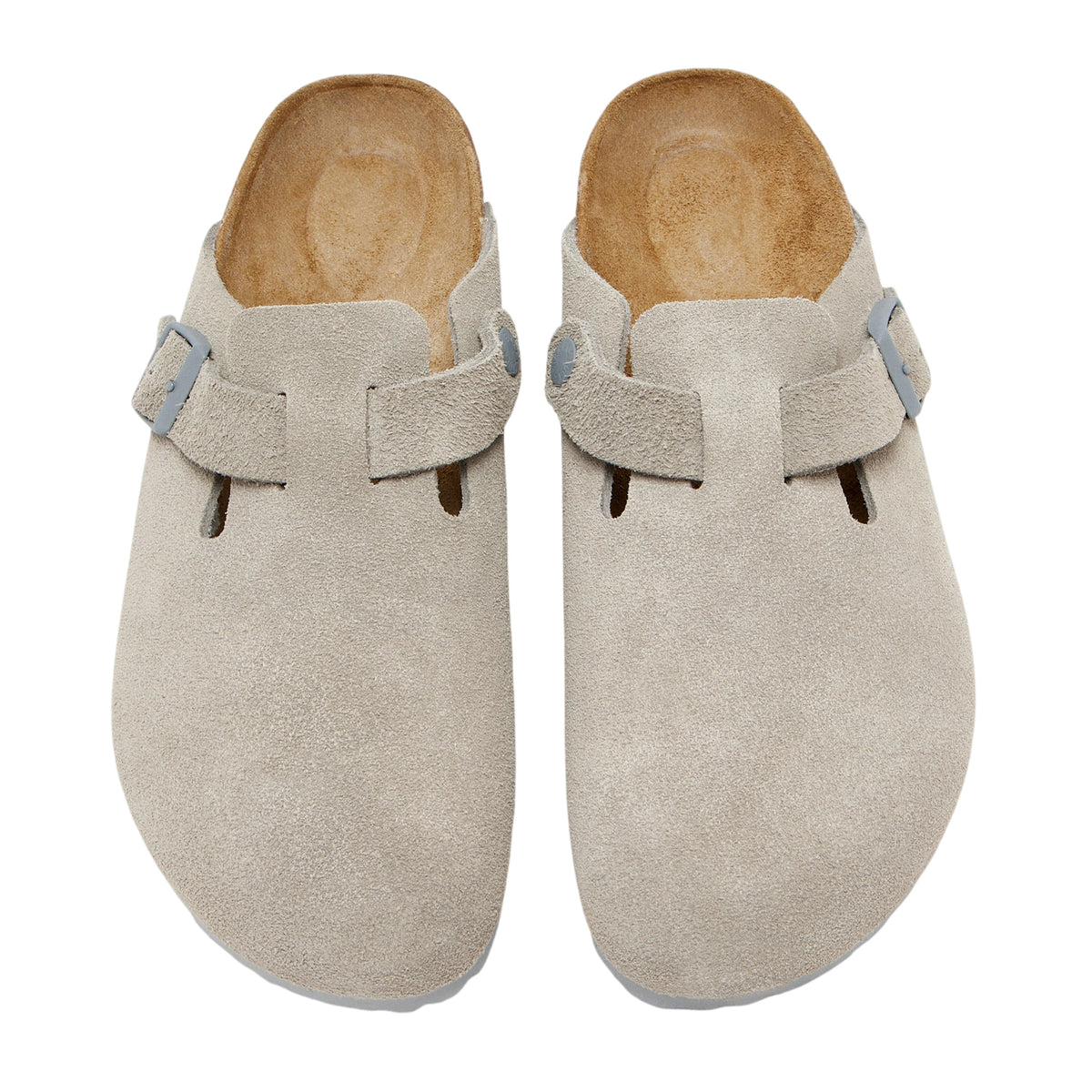 Stone - Side - Birkenstock Unisex Adult Boston Suede Clogs