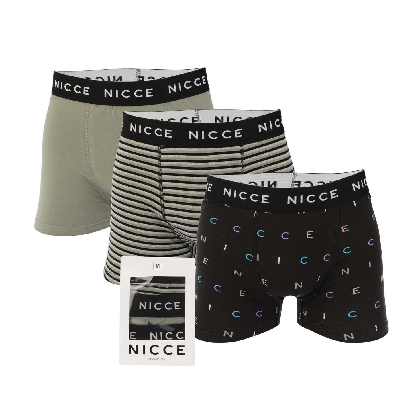 Black-Grey - Front - Nicce Mens Zarif Boxer Shorts (Pack of 3)