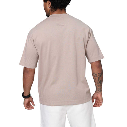 Taupe - Lifestyle - Blank Essentials Mens Collegiate Arch Oversized T-Shirt