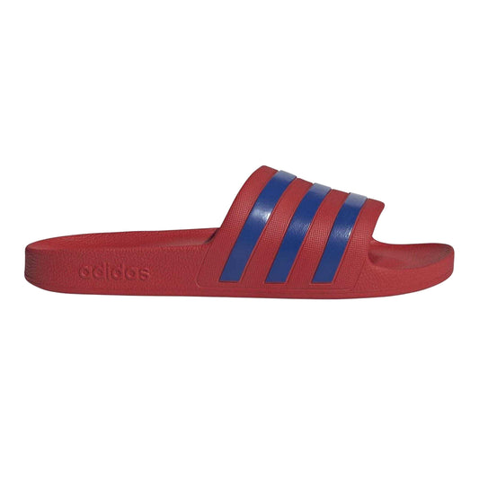 Better Scarlet - Front - Adidas Mens Adilette Aqua 3 Stripes Pool Flat Sliders