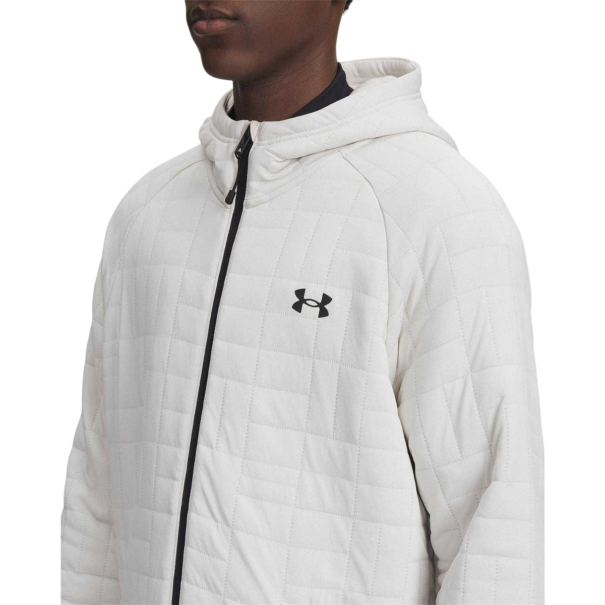 White - Side - Under Armour Mens Unstoppable Quilted Full Zip Hooded Jacket