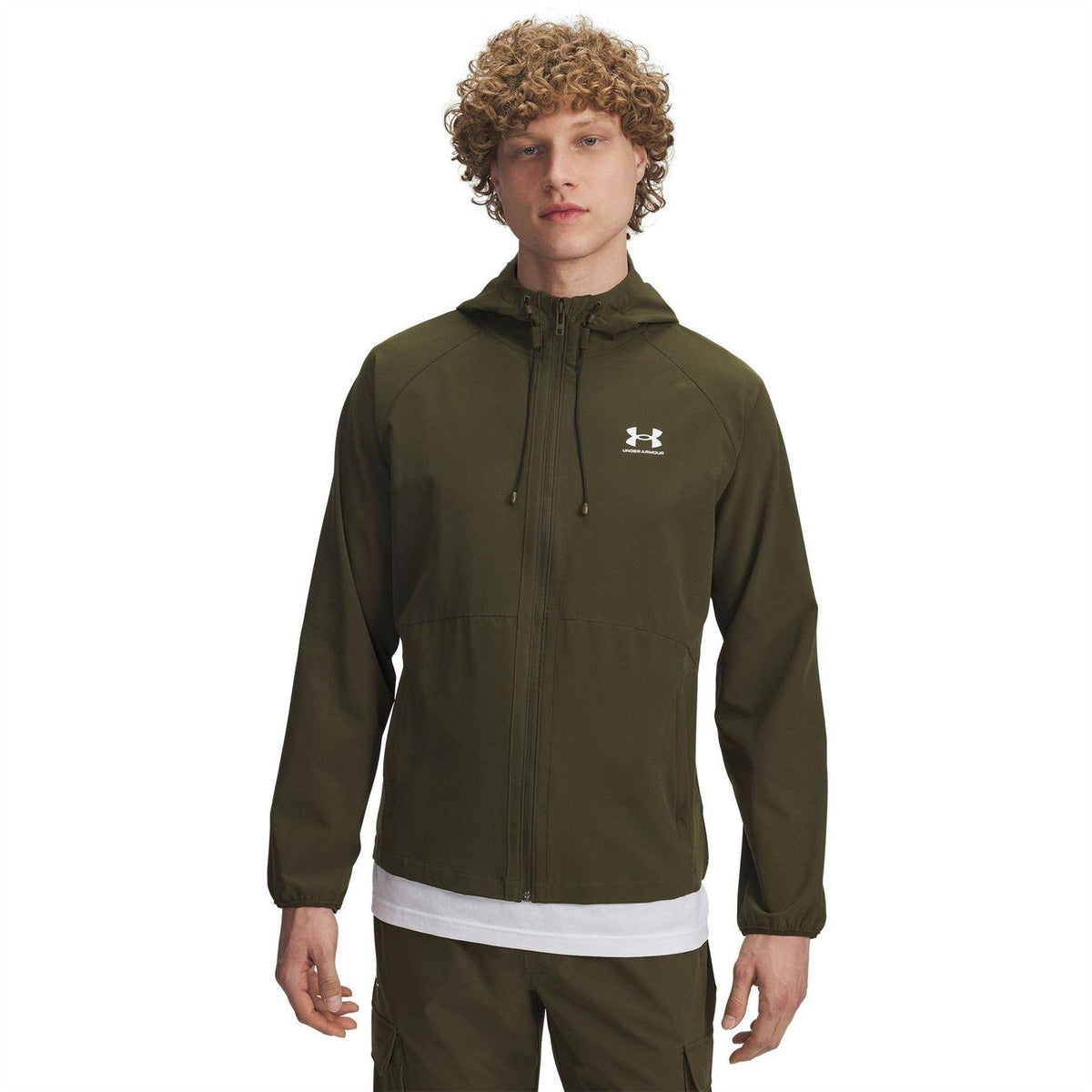 Green - Front - Under Armour Mens Vibe Woven Jacket