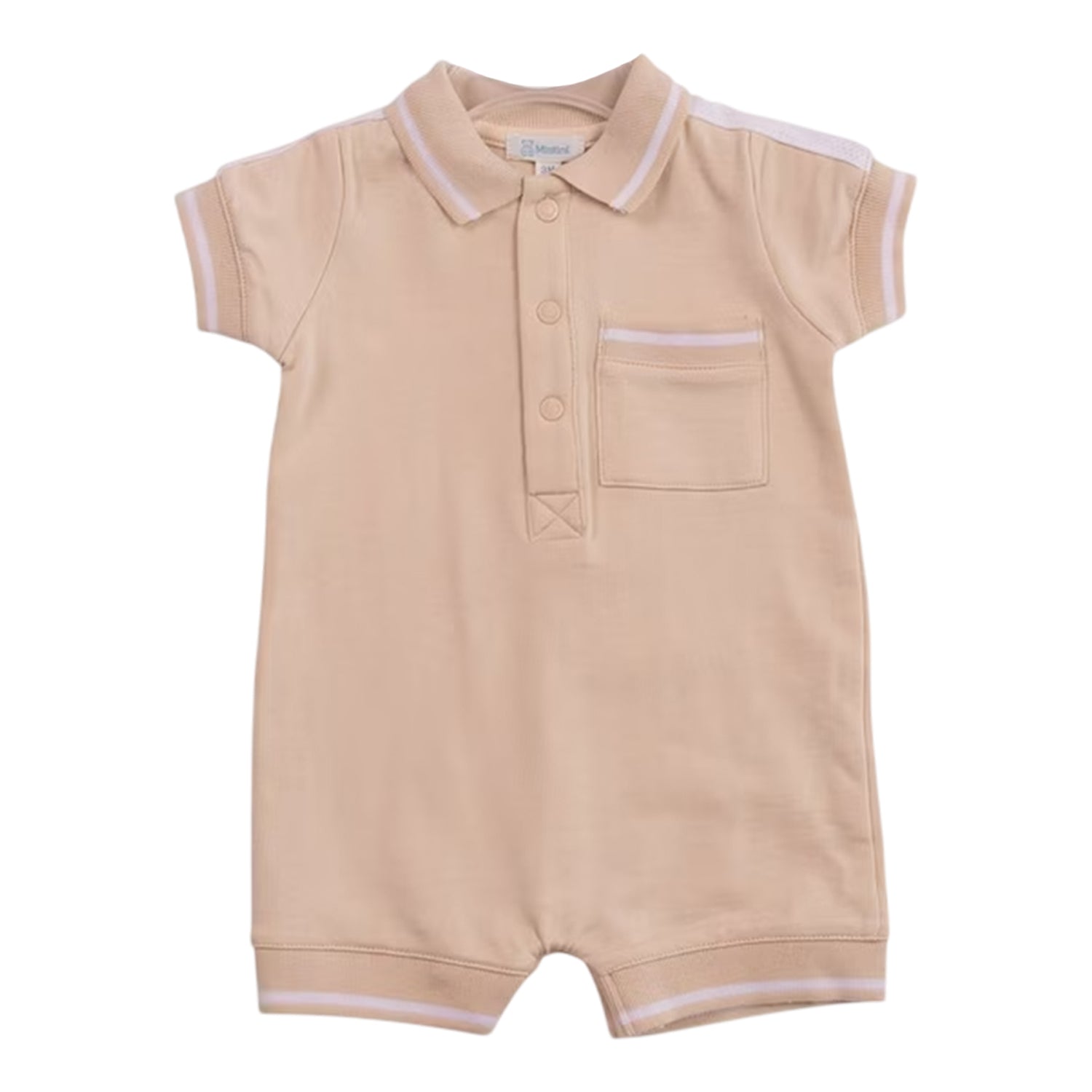 Beige - Front - Mintini Baby Tipped Romper