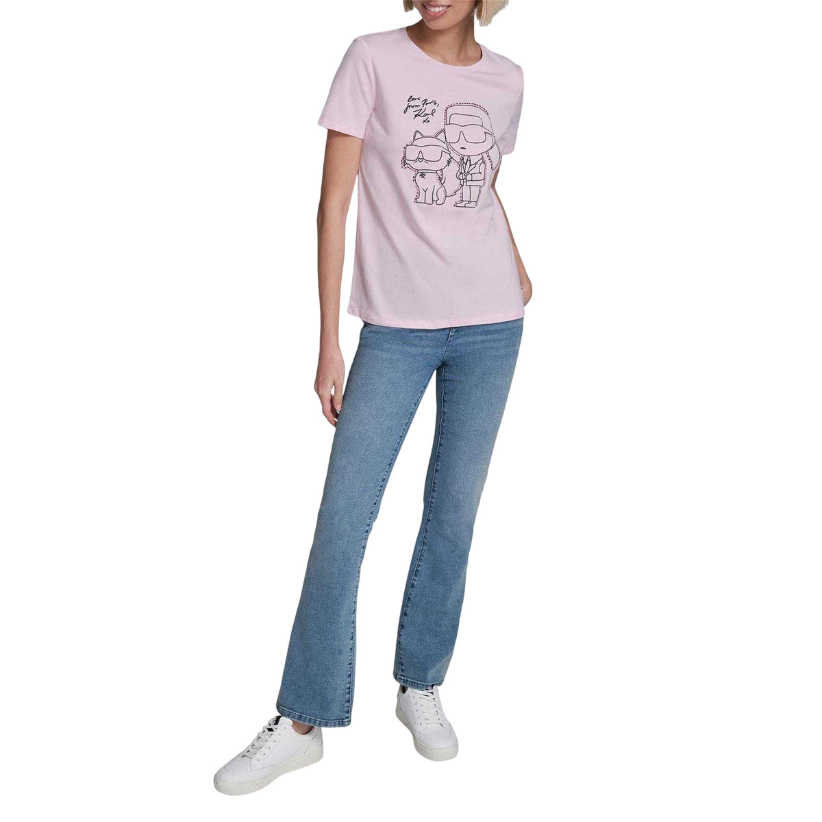 Ballet Pink - Side - Karl Lagerfeld Womens-Ladies Choupette T-Shirt