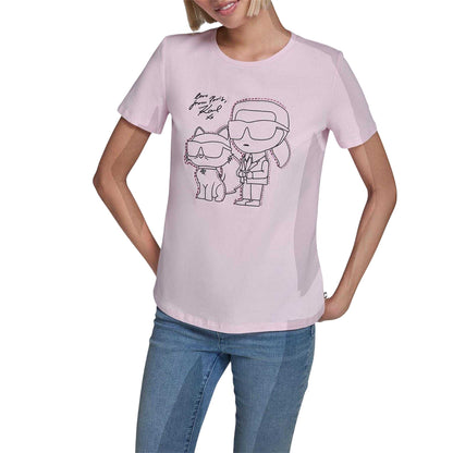 Ballet Pink - Front - Karl Lagerfeld Womens-Ladies Choupette T-Shirt
